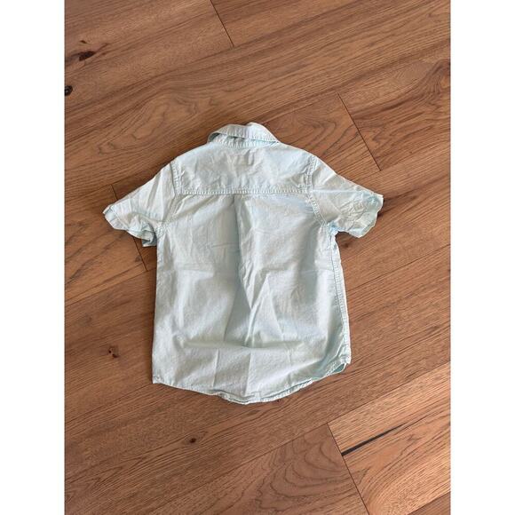 The Childrens Place Boys Blue Button Up Cotton Short Sleeve Polo Shirt Size 6 - Picture 3 of 7